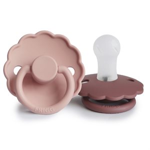 FRIGG Daisy - Round Silicone 2-Pack Pacifiers - Blush/Woodchuck - Size 1